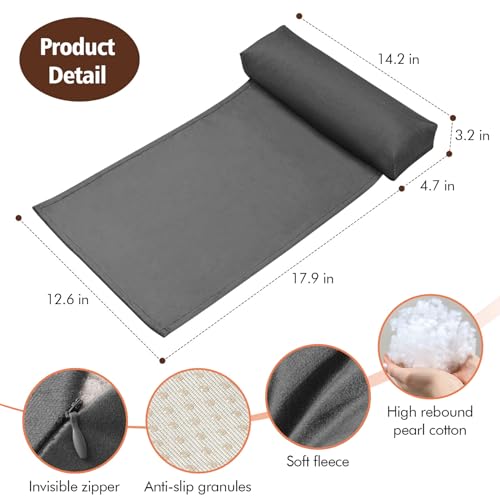WdFour Velvet Neck & Head Pillow for Recliner Chair, Small Ergonomic Cervical Support Pillow for Home, Office and Travel, Non-Slip Cushion for Tension Relief & Shoulder Comfort (Dark Gray) - Image 3