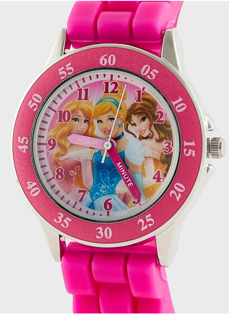 ديزني برنسيس Disney Princess Girls Time Teacher Watch Pink Silicon Strap, PN1078ARG