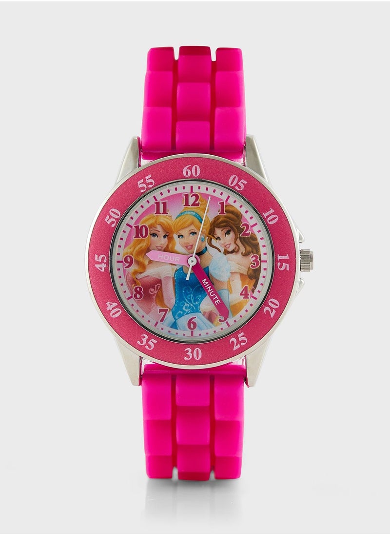 Disney Princess - Disney Princess Girls Time Teacher Watch Pink Silicon Strap, PN1078ARG - Image 1