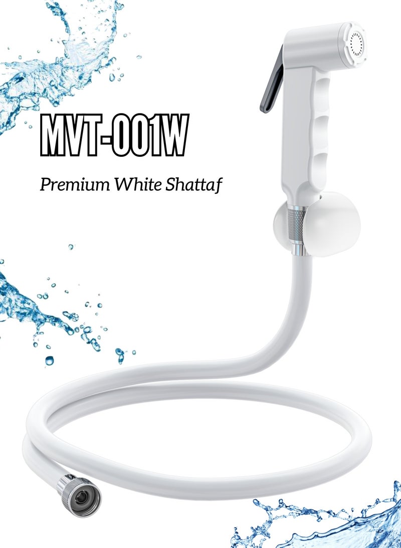 MAAT Premium White Shattaf | Hand Spray with 1.2M White Hose | White Finish | Anti-Bacterial | High-Pressure Bidet | Made in Turkey - Image 1