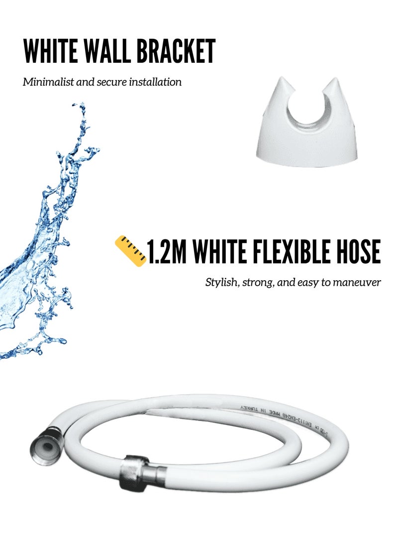 MAAT Premium White Shattaf | Hand Spray with 1.2M White Hose | White Finish | Anti-Bacterial | High-Pressure Bidet | Made in Turkey - Image 3