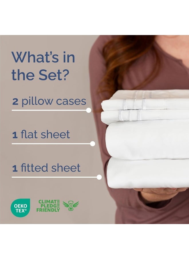 Full Size Sheet Set - Breathable & Cooling Sheets - Hotel Luxury Bed Sheets - Extra Soft - Deep Pockets - Easy Fit - 4 Piece Set - Wrinkle Free - Comfy - White Bed Sheets - Fulls Sheets - 4 PC