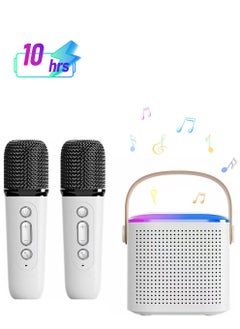 Karaoke Machine Portable Bluetooth Speaker with 2 Wireless handheled Microphones LED Lights Portable Bluetooth Karaoke Speaker for All Smartphones for Home Party Birthday Gifts