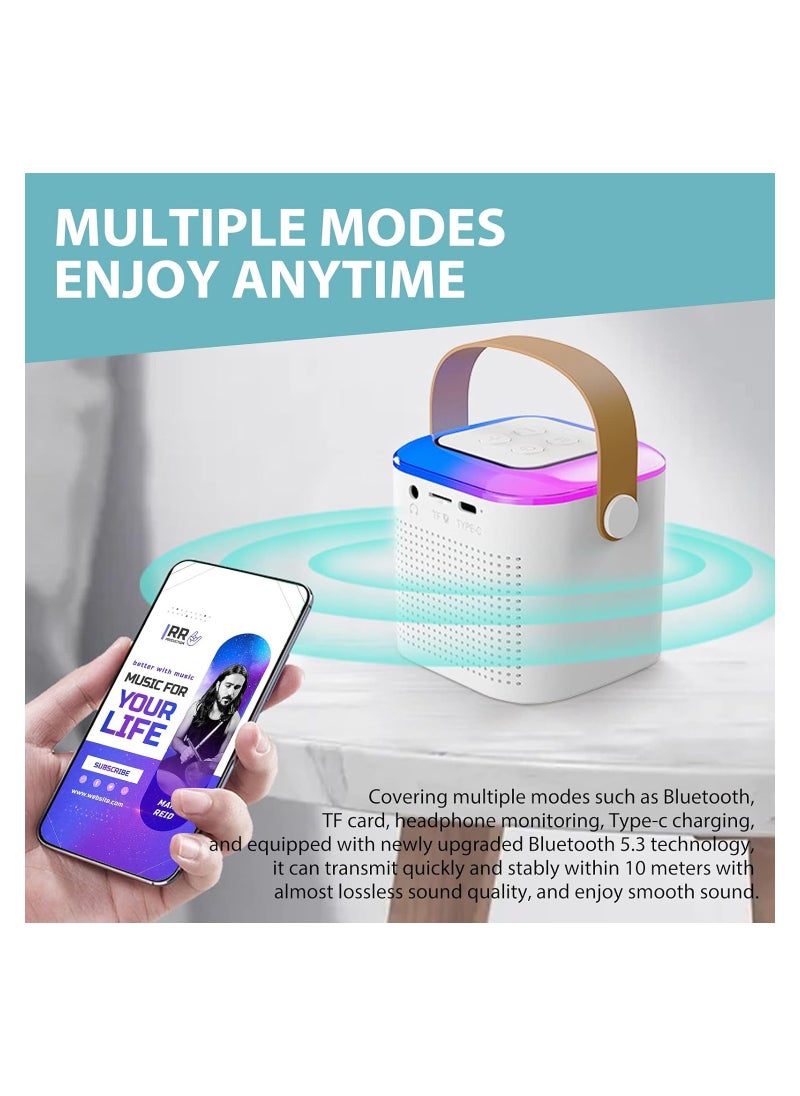SYOSI - Karaoke Machine Portable Bluetooth Speaker with 2 Wireless handheled Microphones LED Lights Portable Bluetooth Karaoke Speaker for All Smartphones for Home Party Birthday Gifts - Image 1
