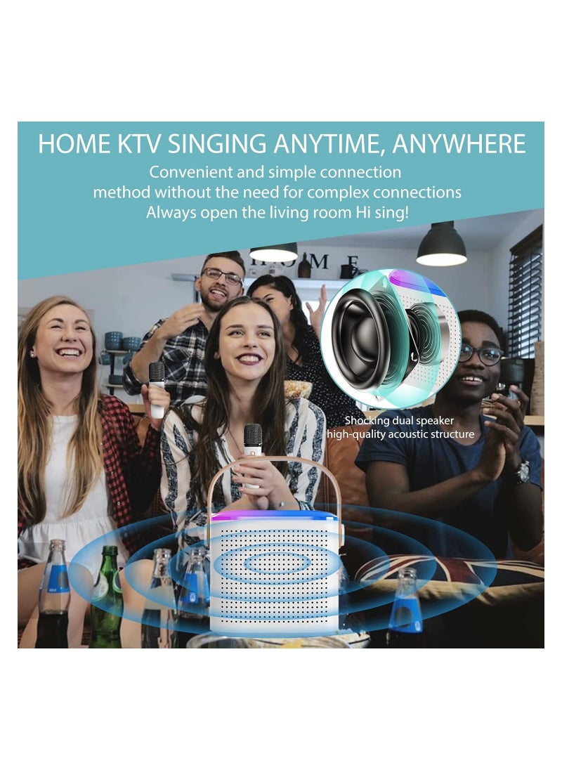 SYOSI - Karaoke Machine Portable Bluetooth Speaker with 2 Wireless handheled Microphones LED Lights Portable Bluetooth Karaoke Speaker for All Smartphones for Home Party Birthday Gifts - Image 1