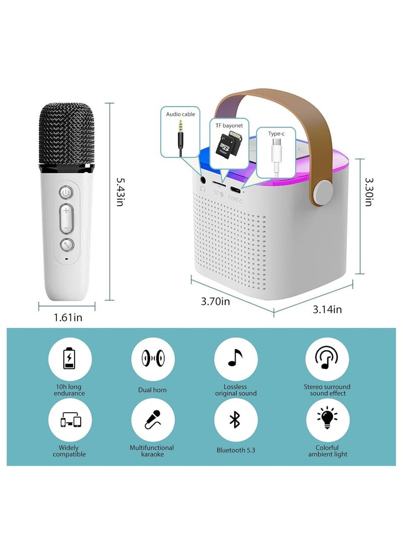SYOSI - Karaoke Machine Portable Bluetooth Speaker with 2 Wireless handheled Microphones LED Lights Portable Bluetooth Karaoke Speaker for All Smartphones for Home Party Birthday Gifts - Image 1