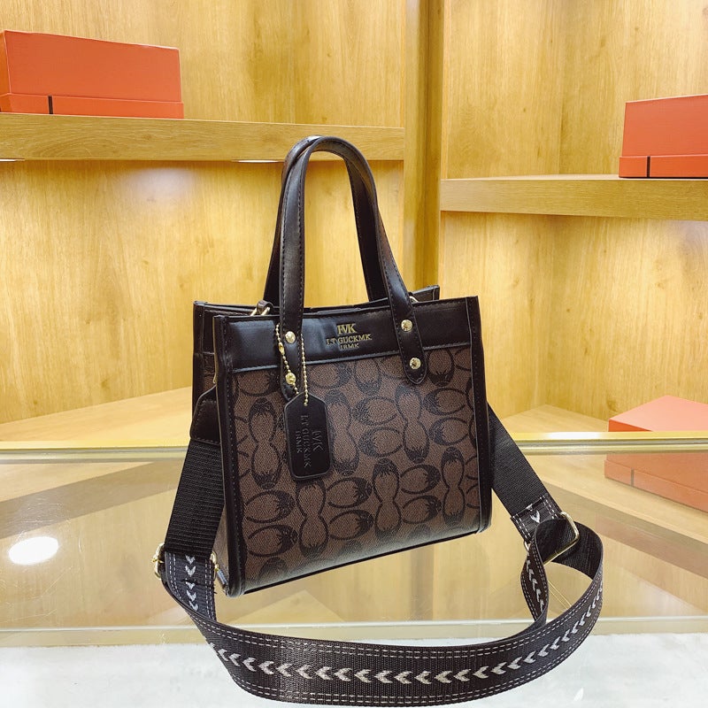 High-End Women'S Bags 2025 Fashion Retro Printed Handbags Versatile Wide Strap Shoulder Crossbody Bag - Image 1