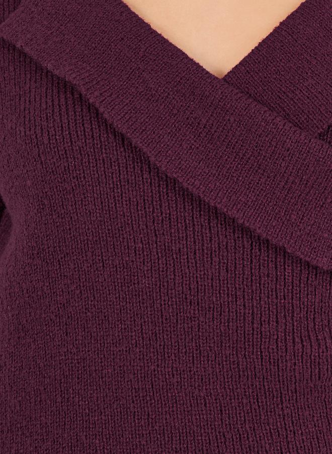 ستايلي بلوزة محبوكة بياقة ونمط لف - Image 3