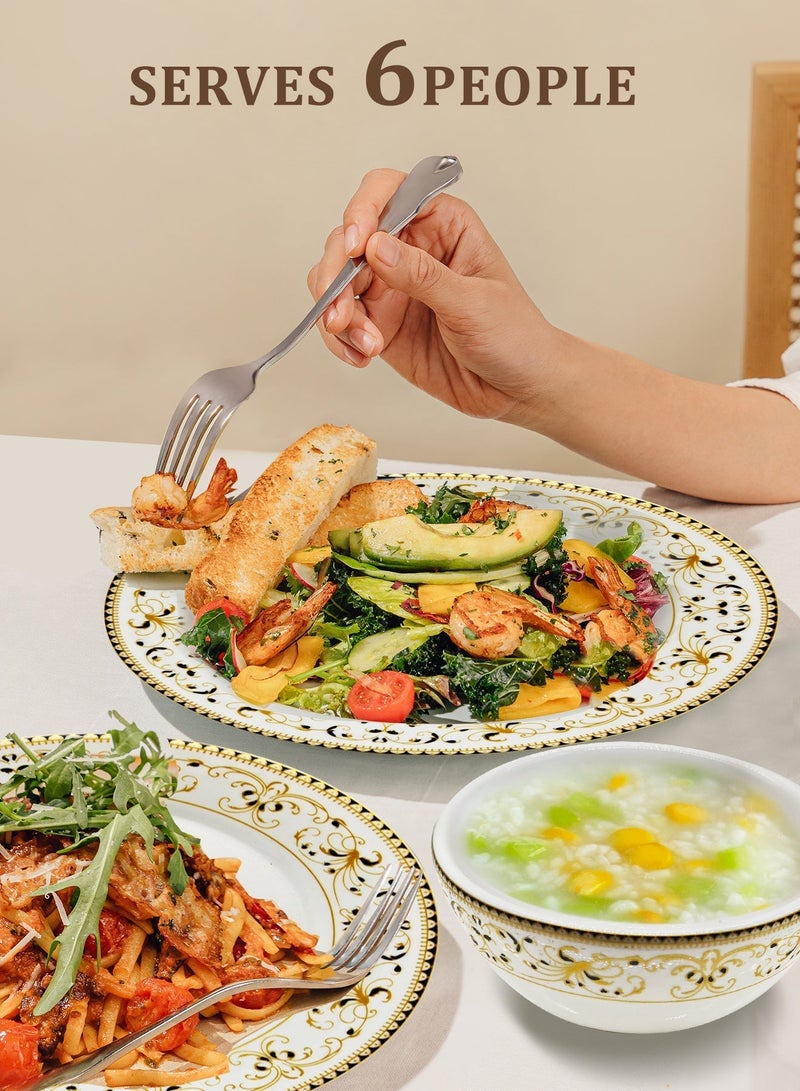 nihao 18 Piece High Quality Porcelain Dinner Set- Includes 6*10 inch Plates, 6*8 inch Plates, 6*4.5 Inch Vegetable Bowls, Ceramic Dinnerware Sets, Microwaveable and Freezer-Friendly/ Eco-Friendly and Food-Grade - Image 4