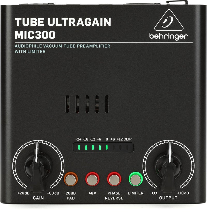 Behringer Tube ULTRAGAIN MIC300 Audiophile Vacuum Tube Preamplifier with Limiter