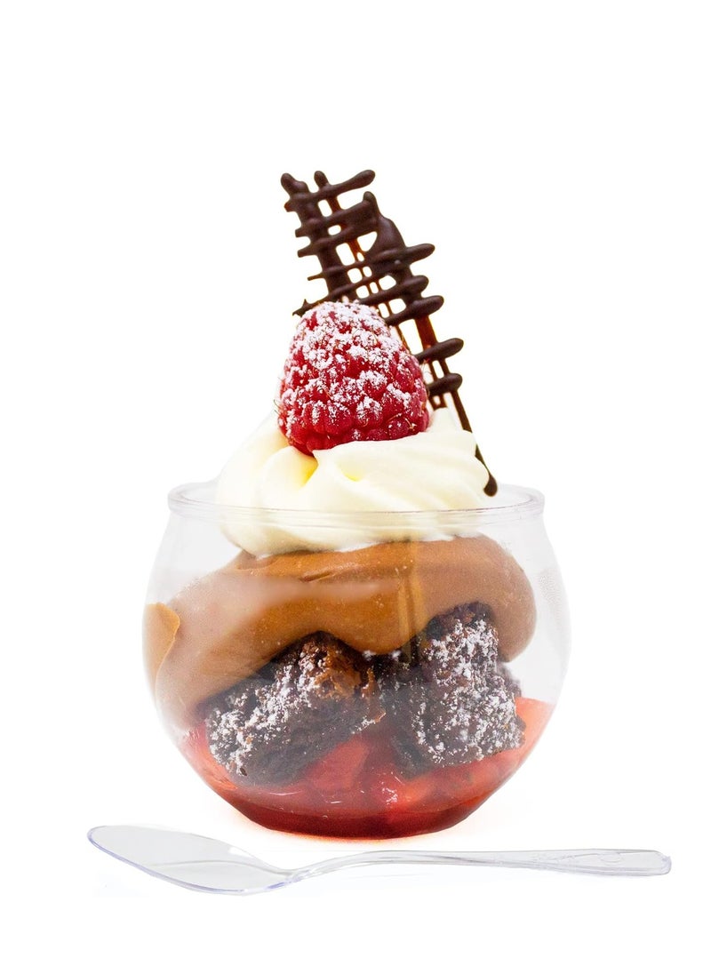 Generic 50 Pack of 3 Oz Clear Disposable Plastic Dessert Cups with Spoons - Professional-Grade Recyclable Mini Fishbowl Cups for Parfaits, Events, and Parties (Includes 50 Cups + 50 Spoons)  - Image 1