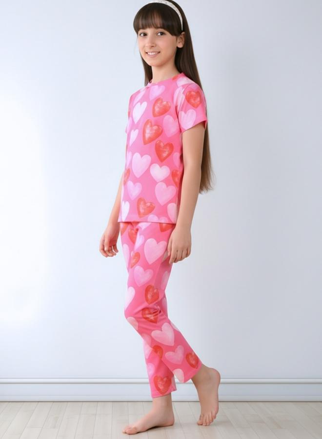 Anthrilo Heart Print T-Shirt and Pyjama Set - Image 3