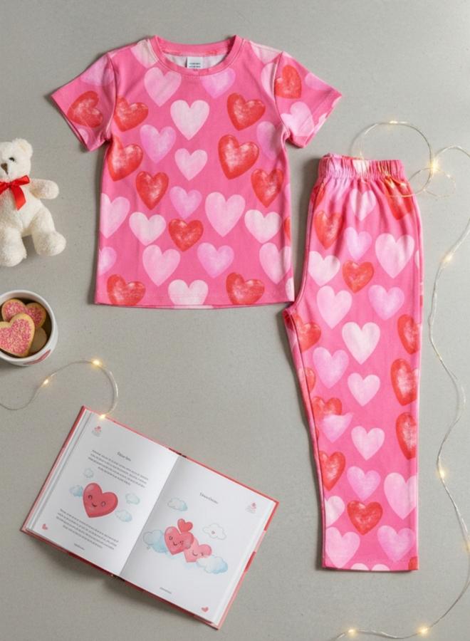 Anthrilo Heart Print T-Shirt and Pyjama Set - Image 5