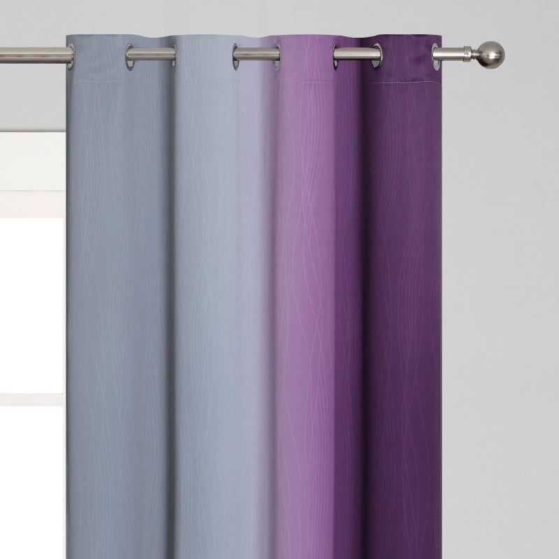 Estelar Textiler Ombre Purple and Gray Curtains 96 Inches Long  Total Blackout Curtains for Bedroom  Grommet Thermal Insulated Gradient Blackout Drapes  Full Light Blocking Curtains for Kids Room  52x96 Inch  2 Panels - Image 4