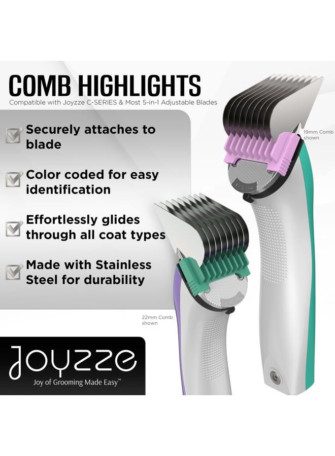 JOYZZE 8 Piece Metal Comb Set for Hornet/Stinger Clippers - Professional Dog Grooming Blades for Tangle-Free,Ideal for Trimming and All Hair Types - Compatible with C Series Clippers - Image 2