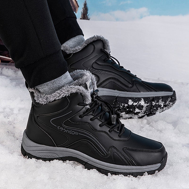Fujian Factory Winter Fleece-Lined Cotton Shoes Middle-Aged And Elderly Mom And Dad Shoes Thickened Warm Walking Shoes Leather Waterproof-Proof - Image 3
