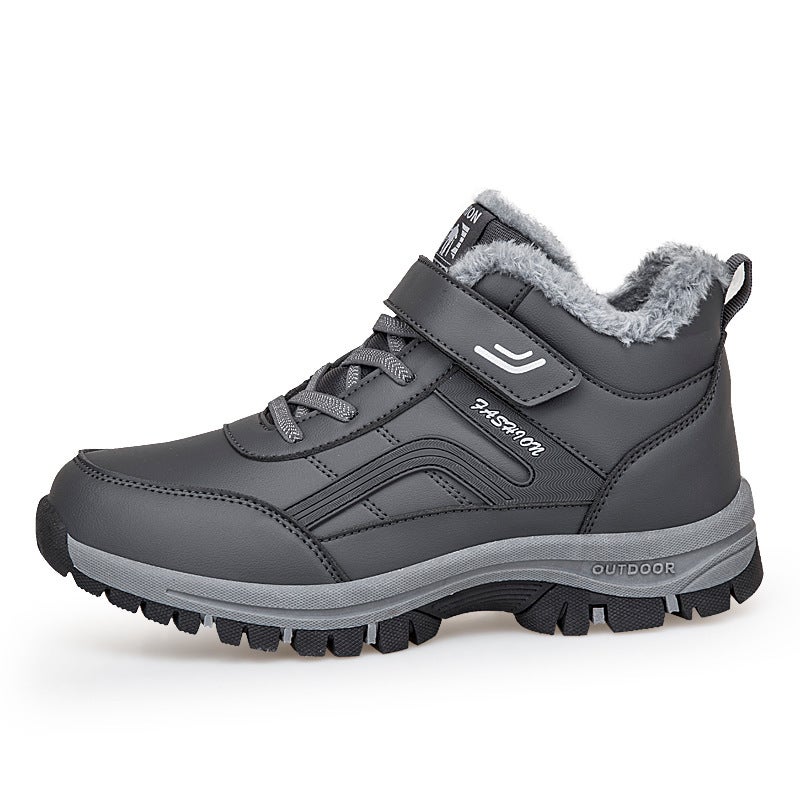 Fujian Factory Winter Fleece-Lined Cotton Shoes Middle-Aged And Elderly Mom And Dad Shoes Thickened Warm Walking Shoes Leather Waterproof-Proof - Image 1