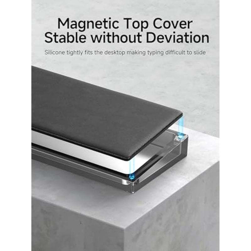 ANKOVO Keyboard Wrist Rest Pad with Partition Storage Case, Magnetic Top Cover Ergonomic Soft Memory Foam, Anti-Slip Rubber Base for Computer Keyboard, Laptop, Office, Home (Black Magnetic) - Image 3