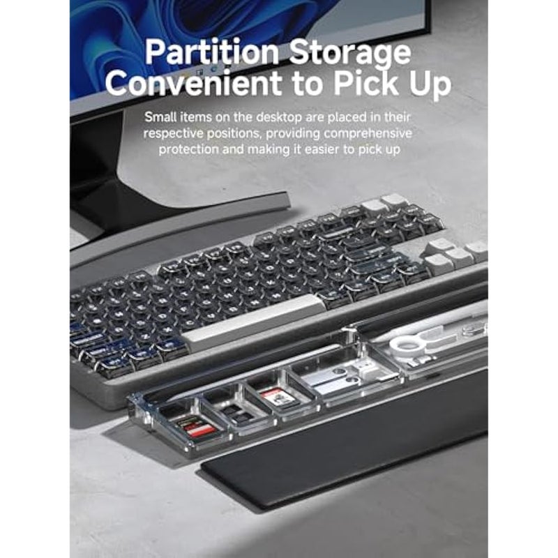 ANKOVO Keyboard Wrist Rest Pad with Partition Storage Case, Magnetic Top Cover Ergonomic Soft Memory Foam, Anti-Slip Rubber Base for Computer Keyboard, Laptop, Office, Home (Black Magnetic) - Image 2