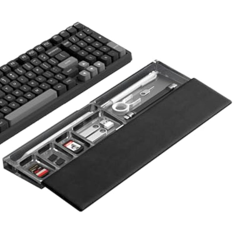 ANKOVO Keyboard Wrist Rest Pad with Partition Storage Case, Magnetic Top Cover Ergonomic Soft Memory Foam, Anti-Slip Rubber Base for Computer Keyboard, Laptop, Office, Home (Black Magnetic) - Image 1