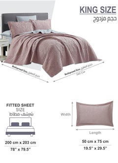 Donetella Bedspread Coverlet Set 6-Pcs King Size Bed Fits(200 X 200 Cm) Soft Luxurious Reversible Compressed Comforter With Fitted Sheet Pillow Sham And Pillowcases,  - Image 2