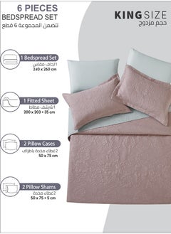 Donetella Bedspread Coverlet Set 6-Pcs King Size Bed Fits(200 X 200 Cm) Soft Luxurious Reversible Compressed Comforter With Fitted Sheet Pillow Sham And Pillowcases,  - Image 3