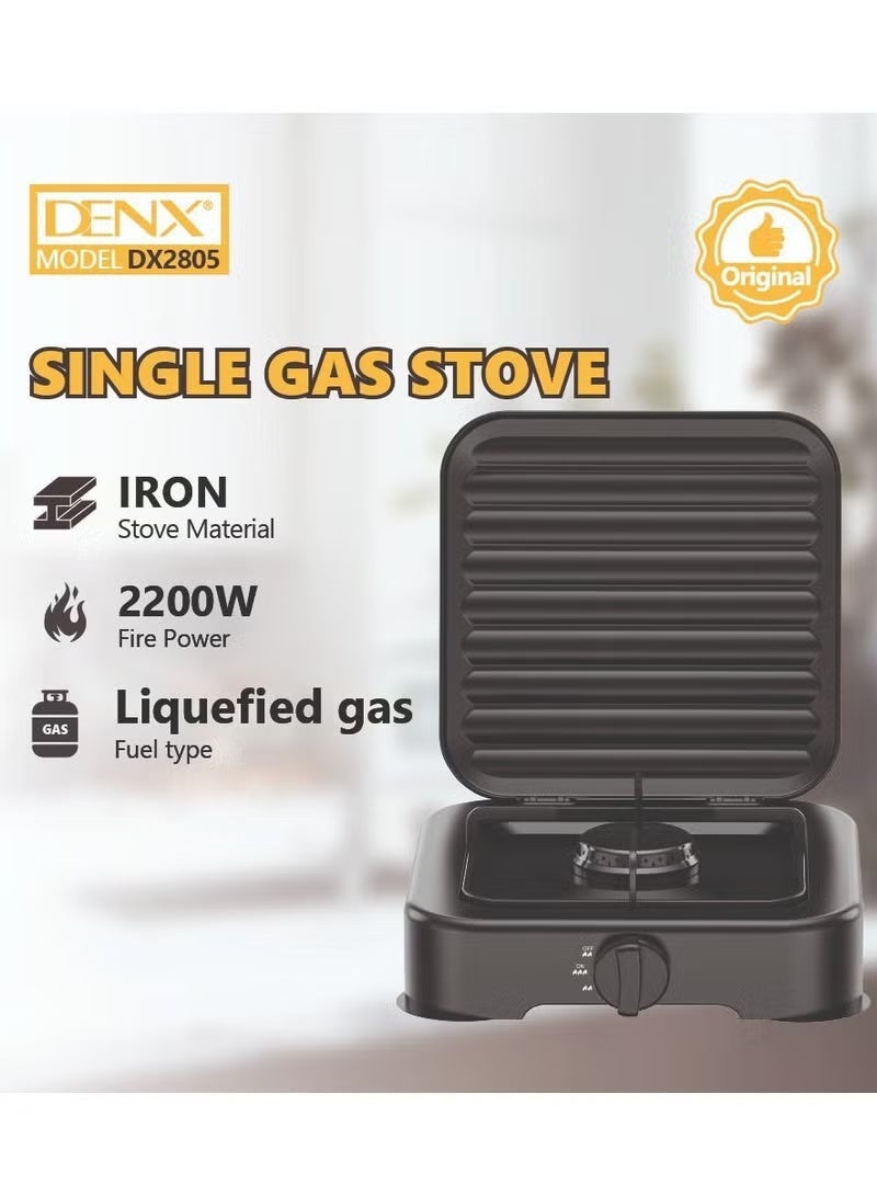 Denx Single Gas Stove | Efficient Single Burner Cooking Stove | Quick Heating, Durable Metal Build, Easy-to-Use Flame Control, Compact & Portable Kitchen Essential - Image 1