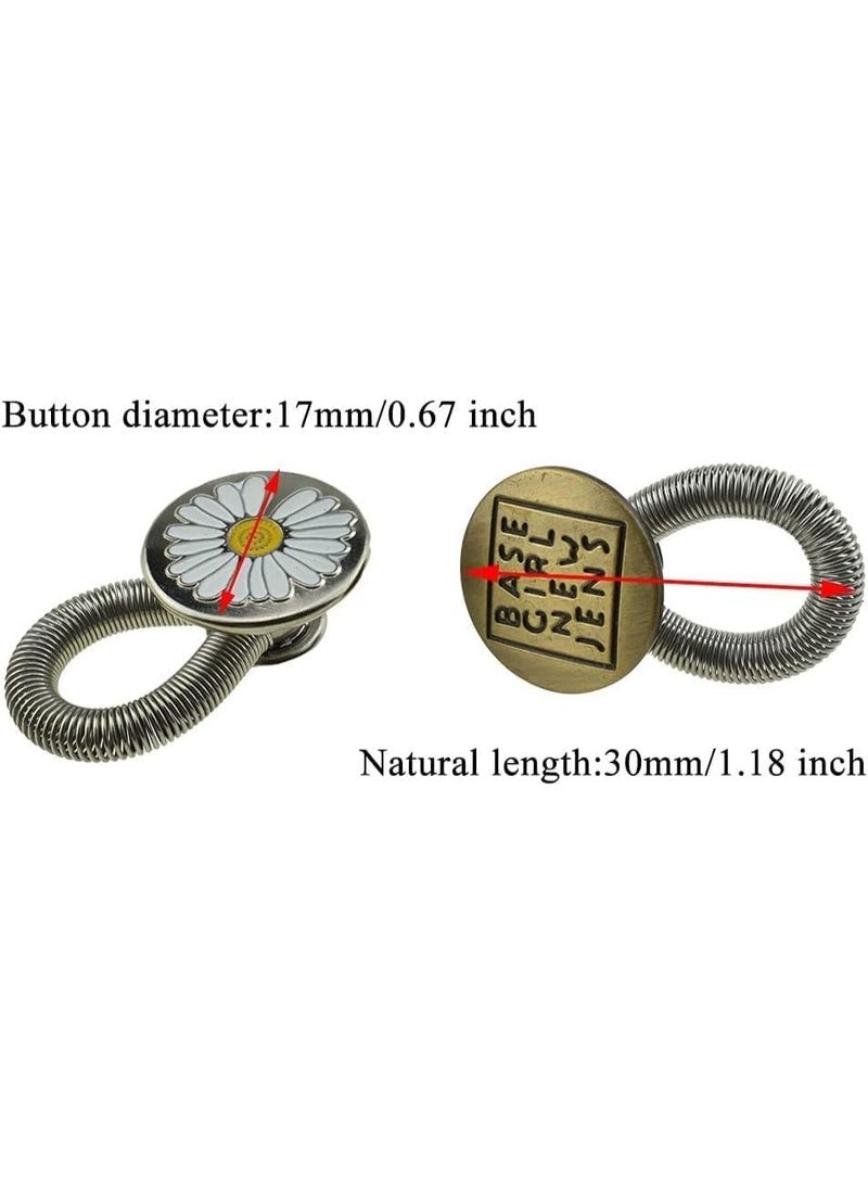 Metal Extender Elastic for Men Women Pants Buttons, 6 Pack Button Extender to Make Jeans Waistband and Pockets Adjustable, Suitable for Pregnant Women Pants Buttons, Collars, Cuffs - Image 2