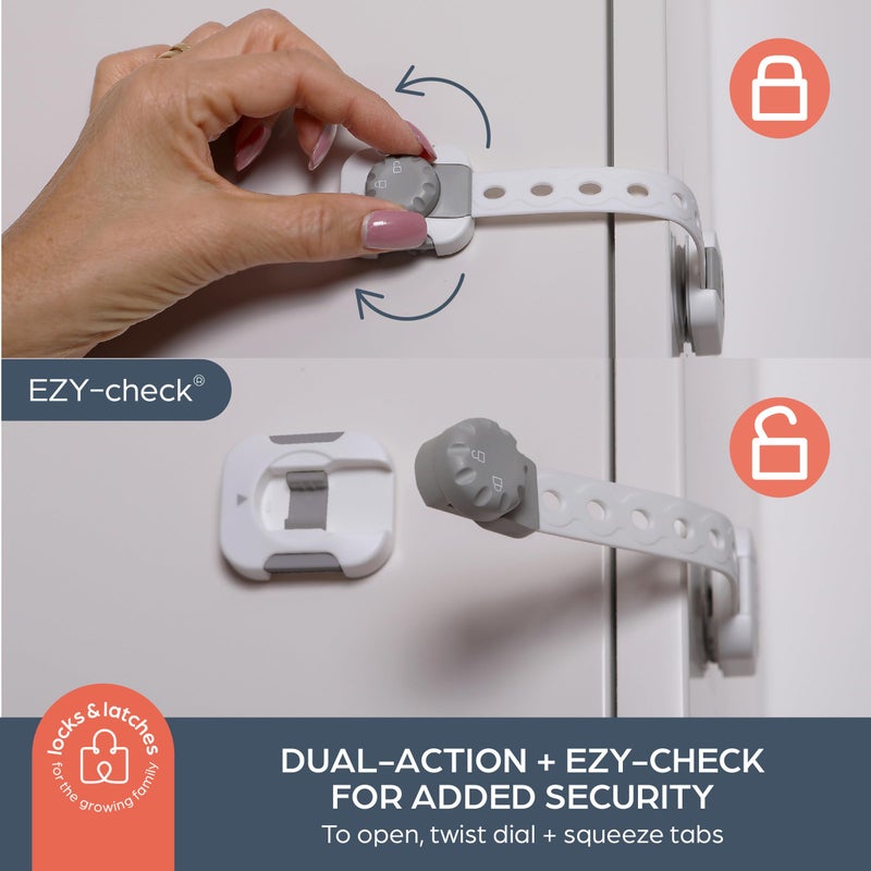 Dreambaby Twist 'N Lock 6 Pack Multipurpose Latch - Child Safety Locks for Cabinets, Drawers, Appliances - Fridge and Toilet Lock - Grey - Image 4