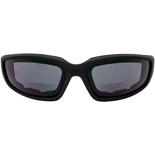 Birdz Eyewear Oriole Padded Safety Bifocal Motorcycle Glasses Black Frame Smoke Lenses 2.0 Magnification Carry Bag - Image 2