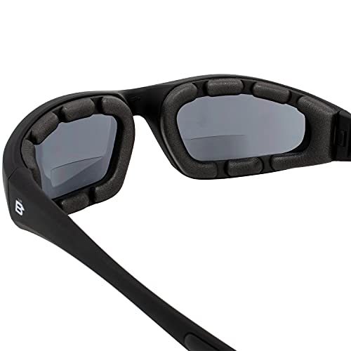 Birdz Eyewear Oriole Padded Safety Bifocal Motorcycle Glasses Black Frame Smoke Lenses 2.0 Magnification Carry Bag - Image 5