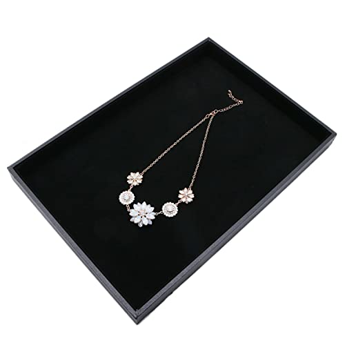 JETEHO Black Velvet Stackable Jewelry Tray Showcase Display Stackable Necklace Bracelet Ring Showcase Display Empty Plate (2 Pack) - Image 2