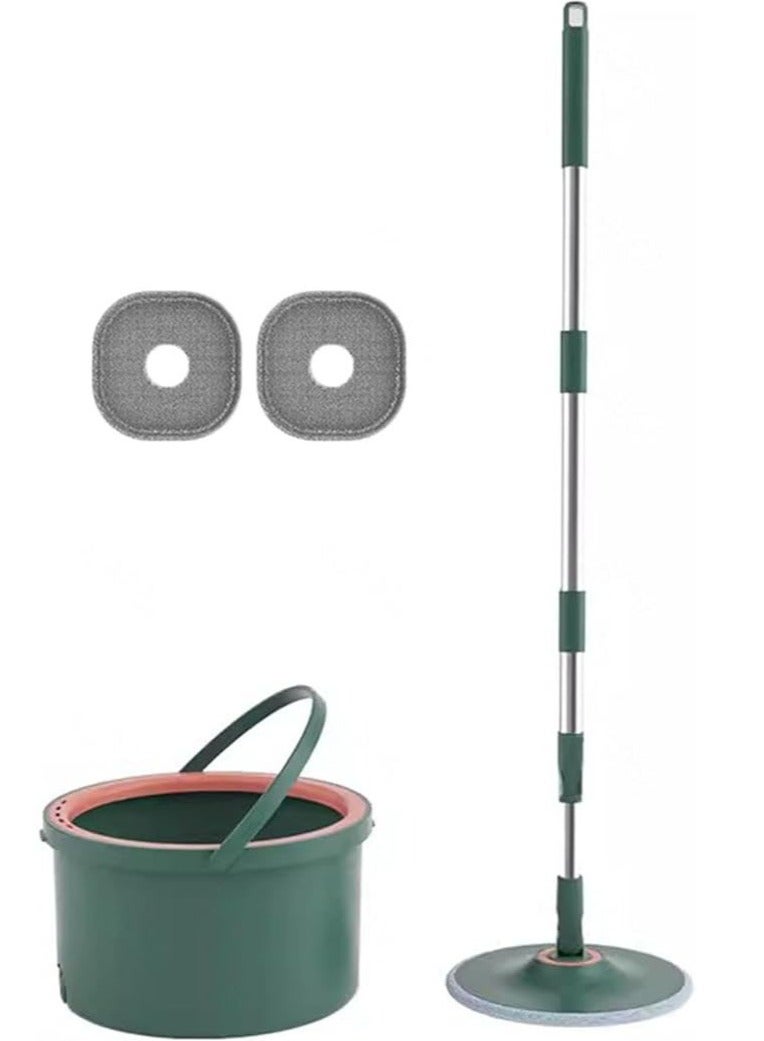 Arabest Spin Mop and Bucket Set, Microfiber Floor Mop Perfect, 180° Rotating Mop Head Wet and Dry Use with 2 Washable and Reusable Pad, Mops for Hardwood, Tile, Green - Image 1