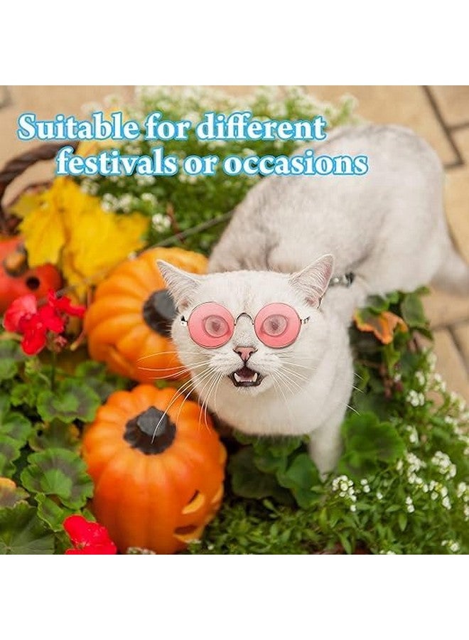 نظارات شمسية كلاسيكية دائرية الشكل للحيوانات الأليفة عاكسة للعين حماية من الأشعة فوق البنفسجية نظارات شمسية أنيقة مثالية للكلاب الصغيرة والمتوسطة الحجم - متعددة الألوان (عبوة من قطعة واحدة) - Image 4