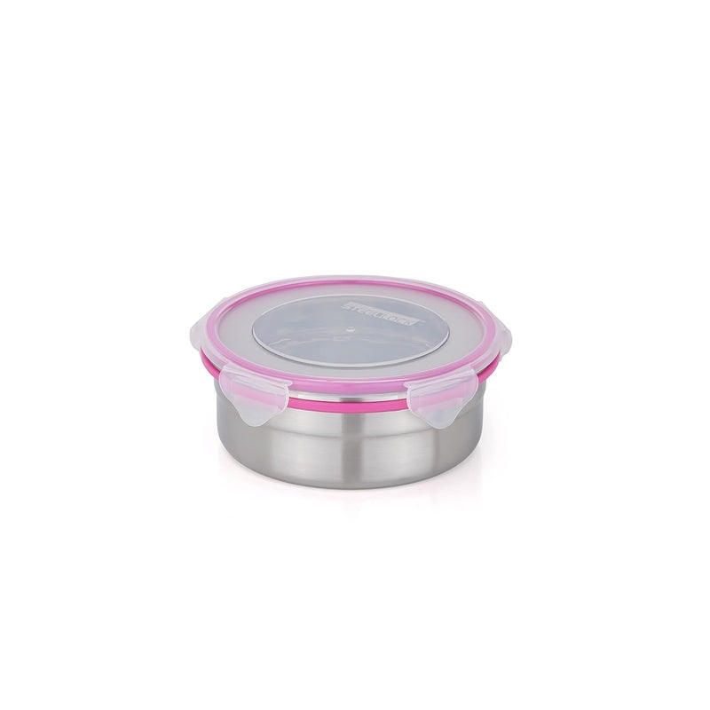 STEELLOCK SS ContainerDabba with 4 Side Clip Lock see through Lid for Office School UseFood GradeAir TightEasy to CarryLeak Proof SL14012pcs X 750 ml Pink - Image 5