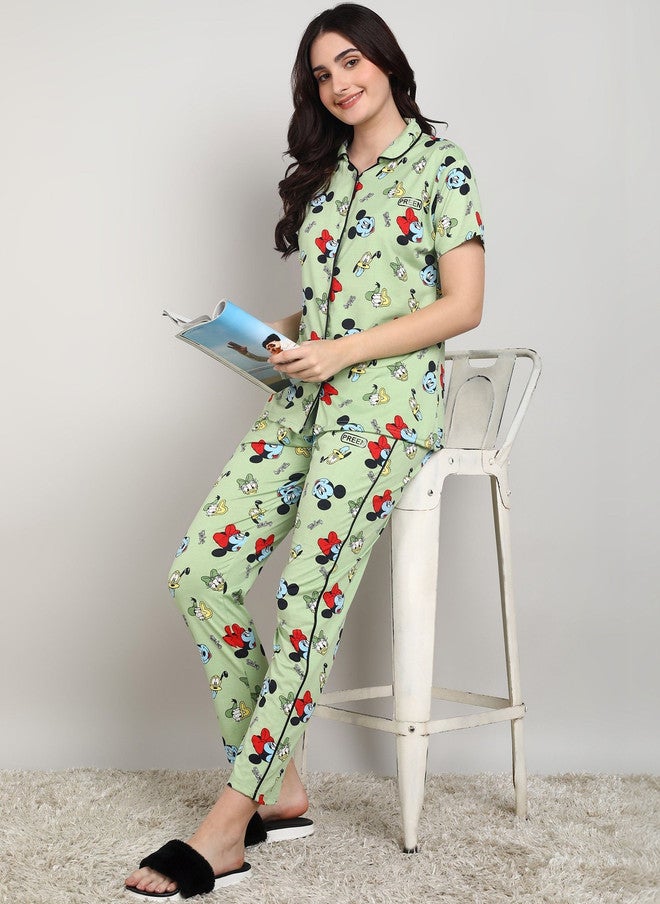 PREEN Women Printed Night Suit with Mickey Mouse Design - Image 4