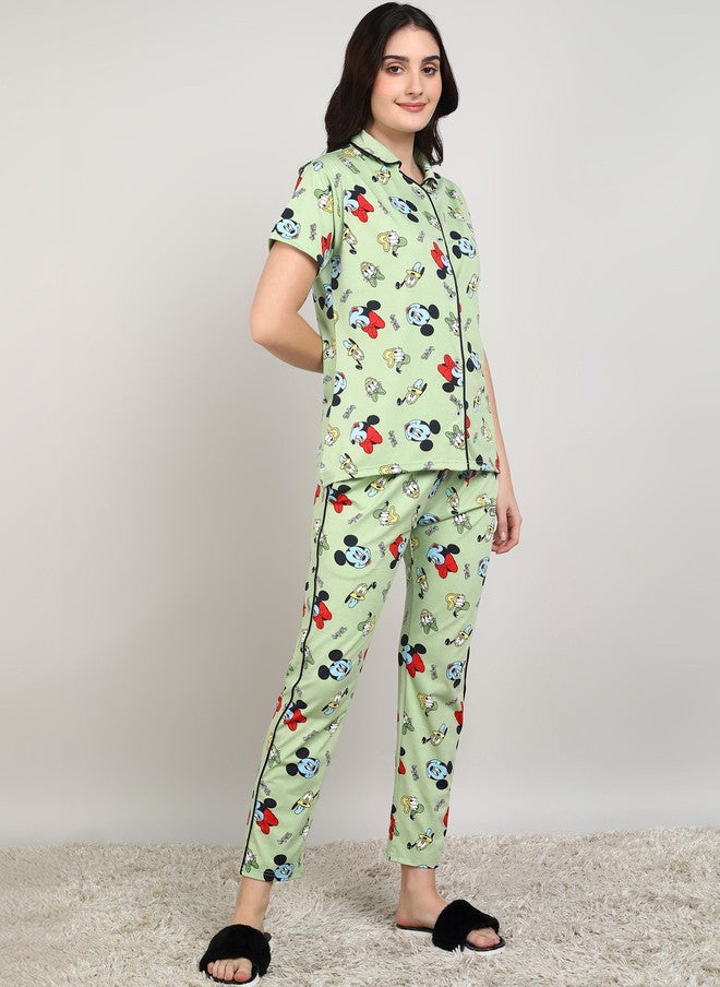 PREEN Women Printed Night Suit with Mickey Mouse Design - Image 2