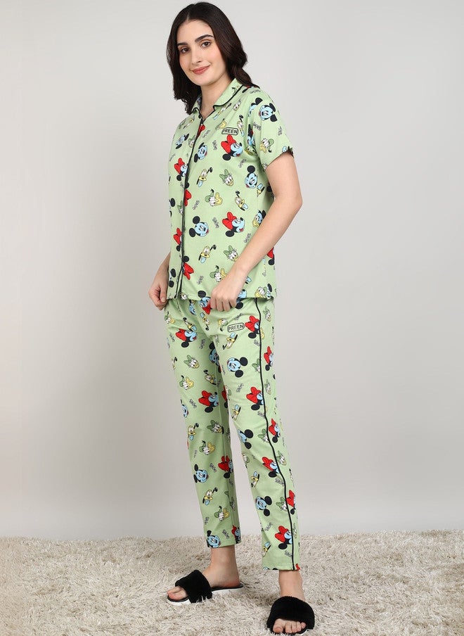 PREEN Women Printed Night Suit with Mickey Mouse Design - Image 5