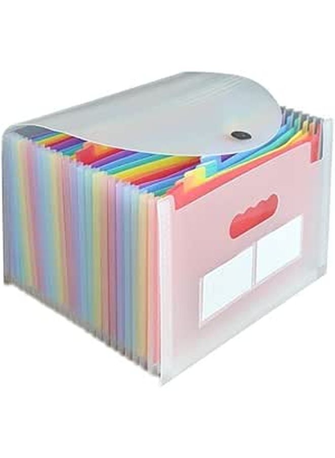 Mini Desktop Receipt Organizer with Lid 24 Expanding Pockets A4 Accordion File Folder - Image 1