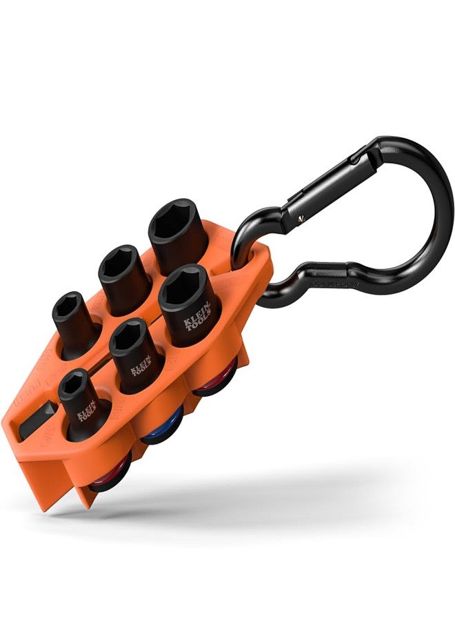 كلاين تولز طقم مقابس تأثيرية 33808 من Klein Tools، SAE، مكون من 7 قطع مع غلاف وحلقة تثبيت ومحرك 3/8 بوصة، مقابس ملونة بمقاسات 1/4 و5/16 و3/8 و7/16 و1/2 و9/16 بوصة - Image 1