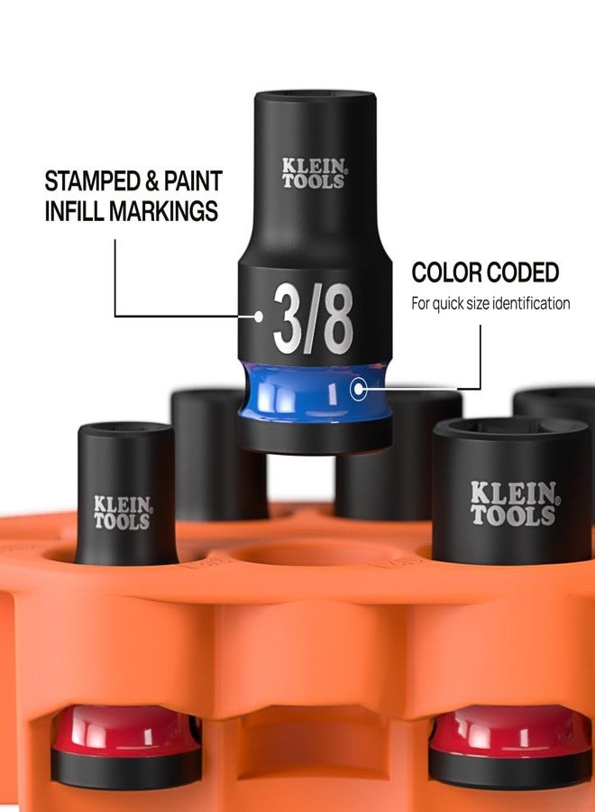 كلاين تولز طقم مقابس تأثيرية 33808 من Klein Tools، SAE، مكون من 7 قطع مع غلاف وحلقة تثبيت ومحرك 3/8 بوصة، مقابس ملونة بمقاسات 1/4 و5/16 و3/8 و7/16 و1/2 و9/16 بوصة - Image 4