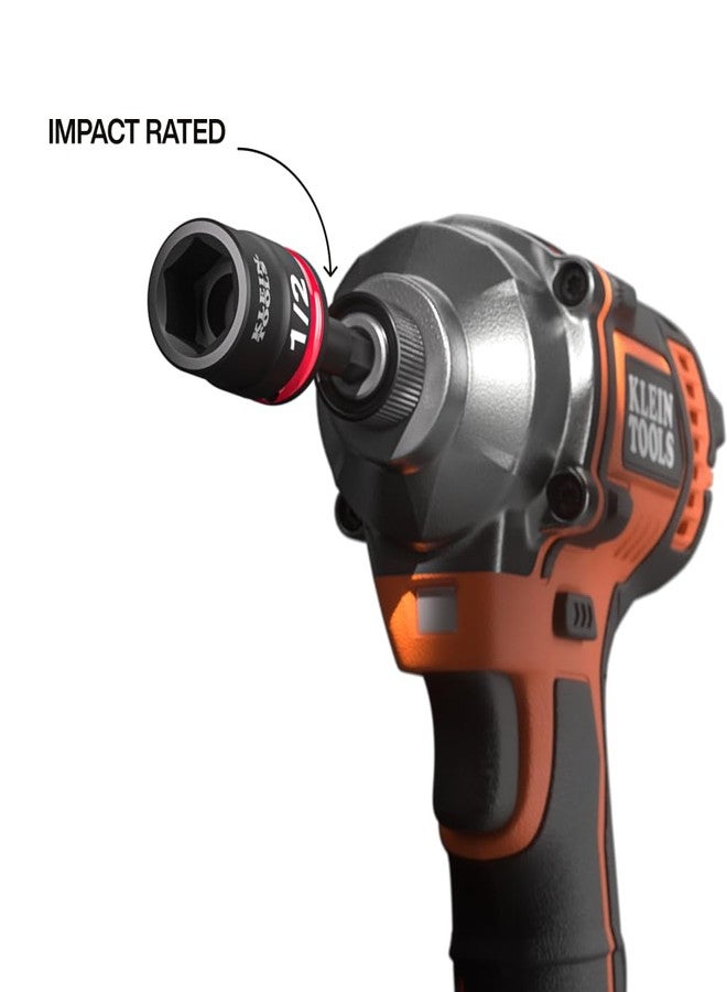 كلاين تولز طقم مقابس تأثيرية 33808 من Klein Tools، SAE، مكون من 7 قطع مع غلاف وحلقة تثبيت ومحرك 3/8 بوصة، مقابس ملونة بمقاسات 1/4 و5/16 و3/8 و7/16 و1/2 و9/16 بوصة - Image 5