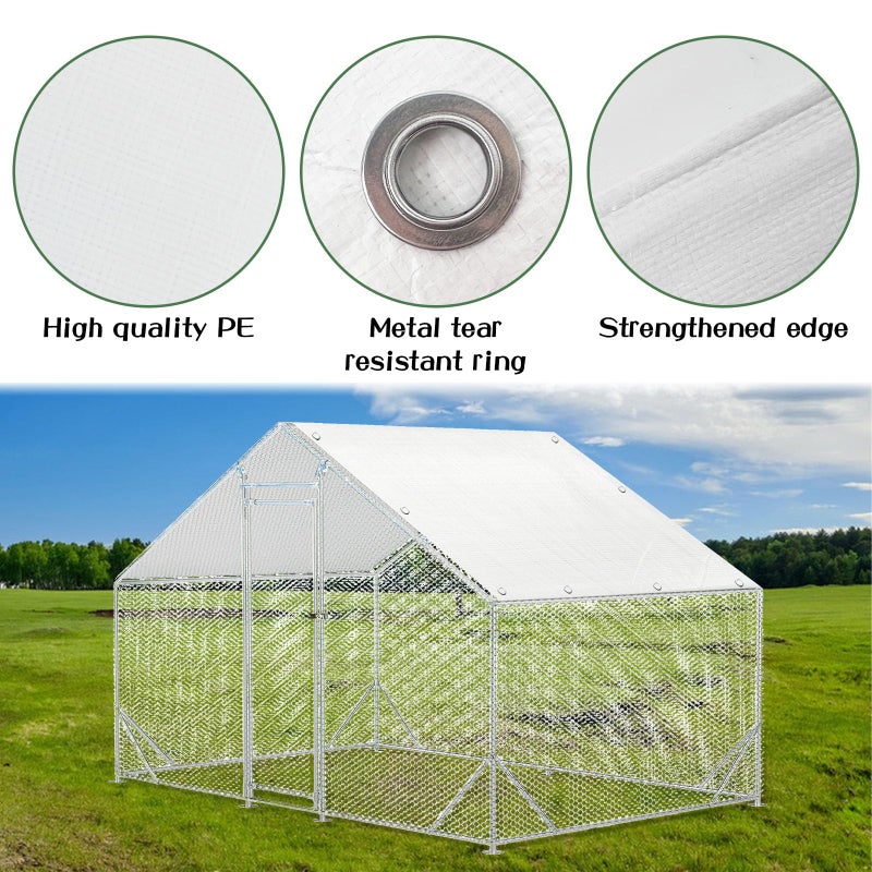 Hlimior 2 PCS Outdoor Chicken Coop Cover with 40 Piece Ball Bungee Cord ï¼ŒWaterproof and Sunproof Enclosure Chicken Coop Tarp for Outdoor Large Walk-in Pens (only Cover,White, 11.5 x 6.5 ft) - Image 4