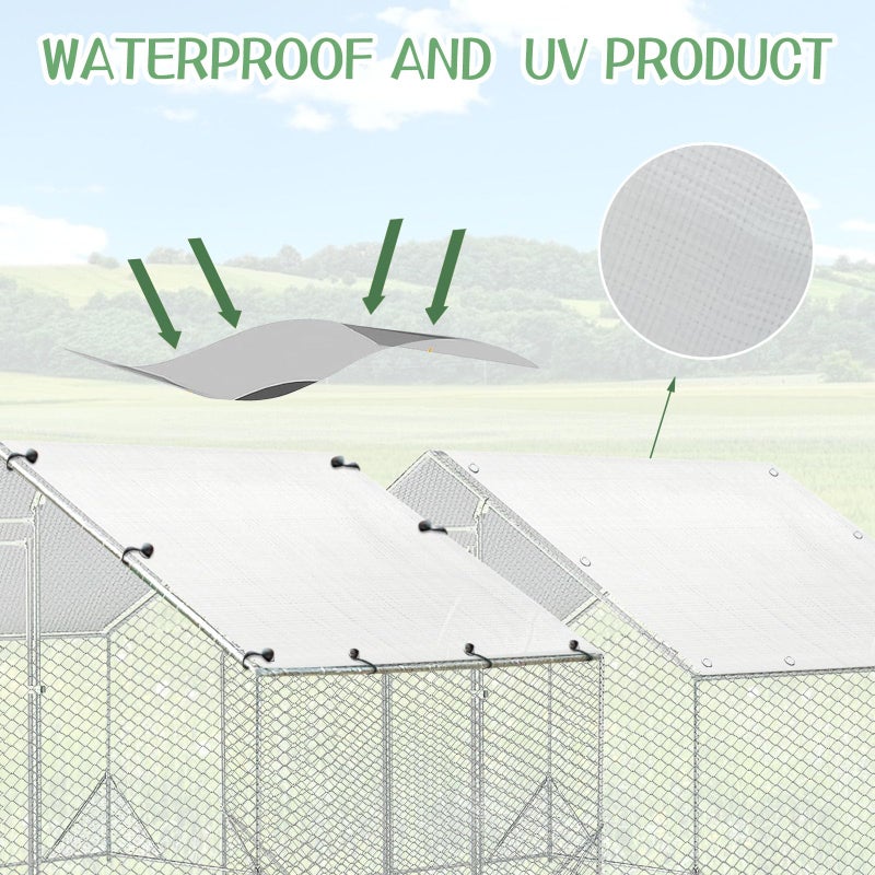 Hlimior 2 PCS Outdoor Chicken Coop Cover with 40 Piece Ball Bungee Cord ï¼ŒWaterproof and Sunproof Enclosure Chicken Coop Tarp for Outdoor Large Walk-in Pens (only Cover,White, 11.5 x 6.5 ft) - Image 3