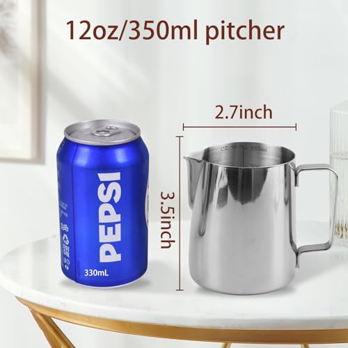 iHeartYard Stainless Steel Espresso Milk Frothing Pitcher - 12OZ/350ML Coffee Milk Frother Cup with Decorating Art Pen for Espresso Machine, Latte Art - Image 5