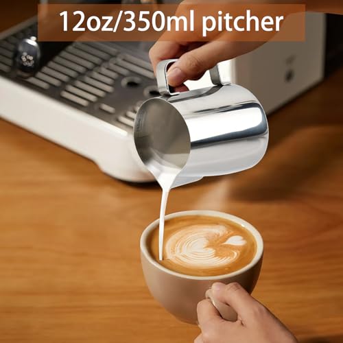 iHeartYard Stainless Steel Espresso Milk Frothing Pitcher - 12OZ/350ML Coffee Milk Frother Cup with Decorating Art Pen for Espresso Machine, Latte Art - Image 4