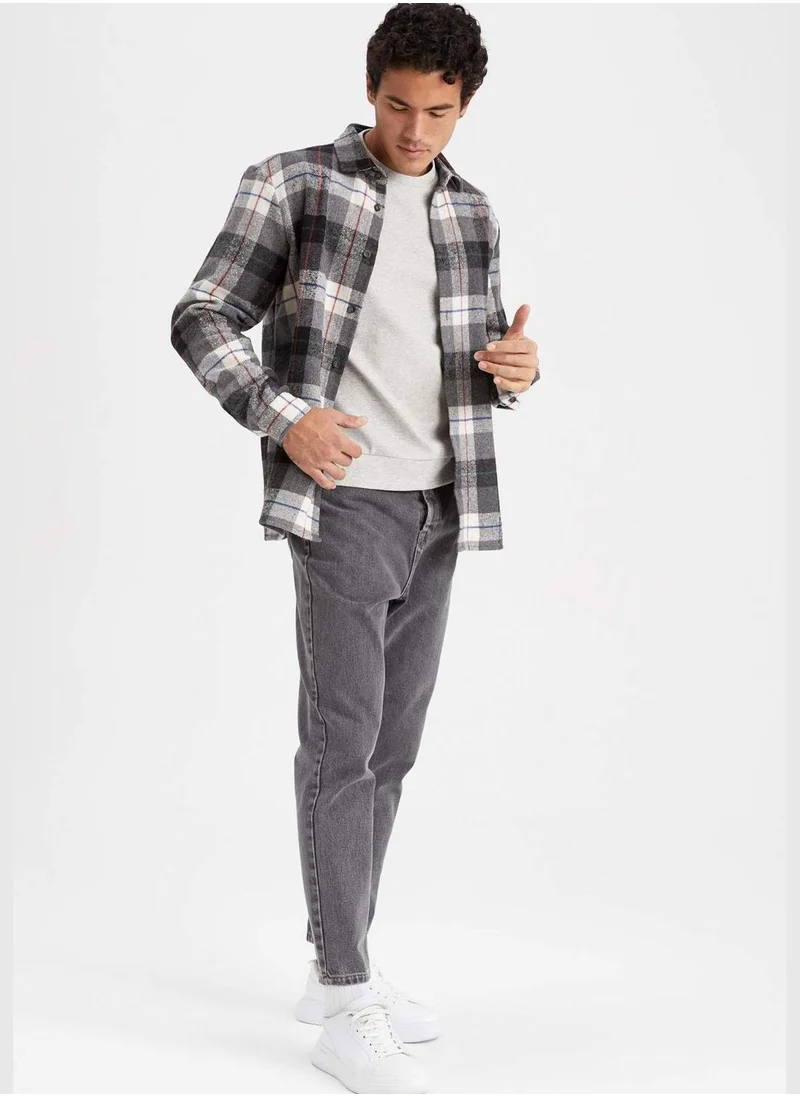 ديفاكتو Regular Fit Long Sleeve Check Print Shacket
