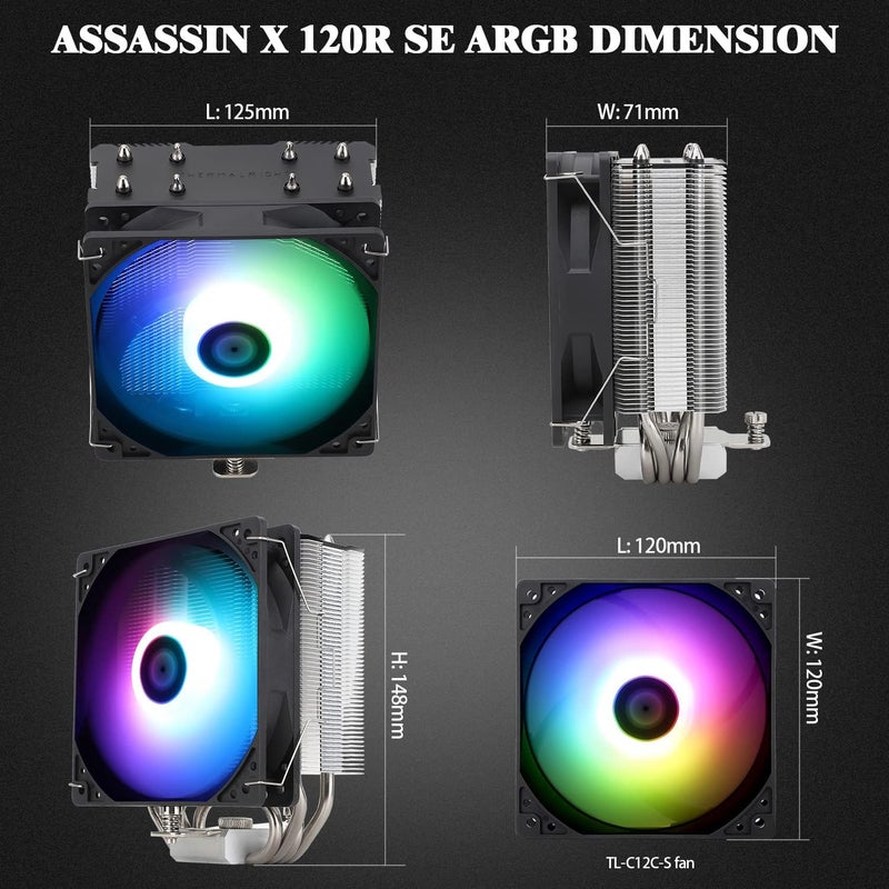 Thermalright Assassin X120 Refined SE ARGB CPU Air Cooler, 4 Heat pipes, TL-C12C-S PWM Fan, Aluminium Heatsink Cover, AGHP Technology, for AMD AM4/AM5/Intel LGA 1150/1151/1155/1156/1200/1700 (SE ARGB) - Image 5