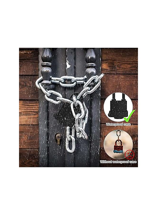 PROMASS PROMASS Padlock with Key, 2 Pack, 3 Keys, Black, Weatherproof, Waterproof, Heavy Duty, Anti-Cut, Laminated Steel, Gym Locker, Garage, Fence, Shed, Yard  - Image 2