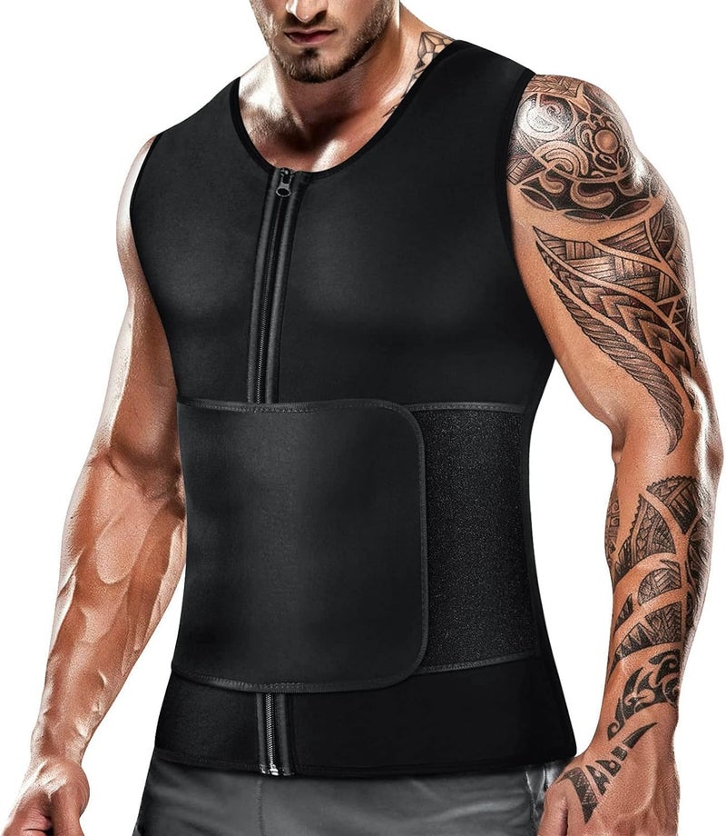 Cimkiz Mens Sweat Sauna Vest For Waist Trainer Zipper Neoprene Tank Top  Adjustable Sauna Workout Zipper Suit (Black  6X-Large) - Image 1